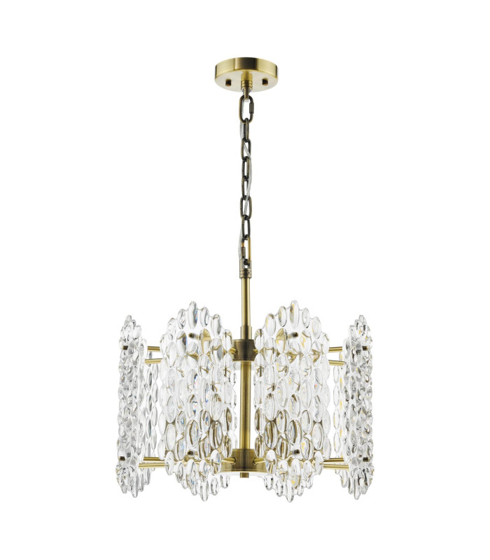 Porthos 8 Light Ceiling Pendant Antique Brass and Glass-5