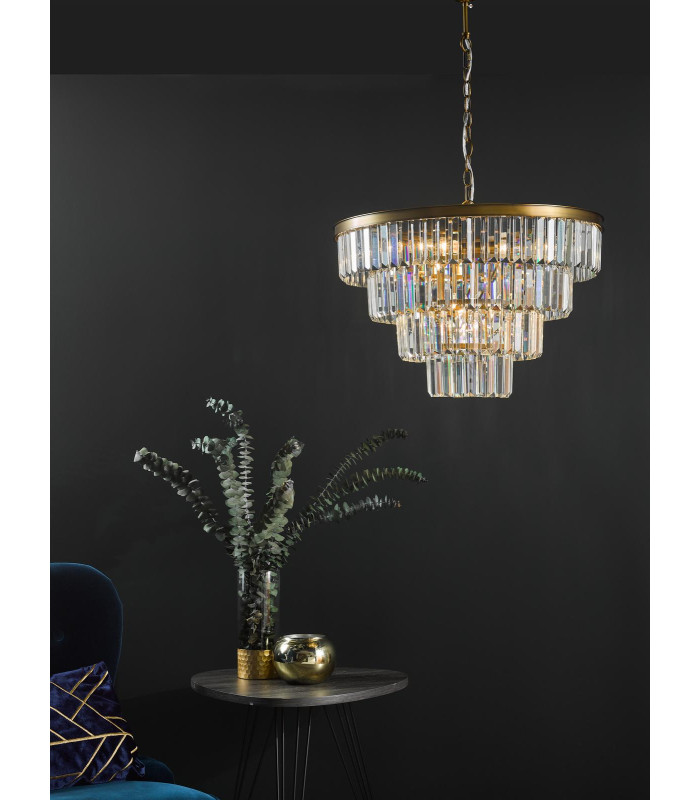 Rhapsody 6 Light Chandelier Crystal and Natural Brass-4
