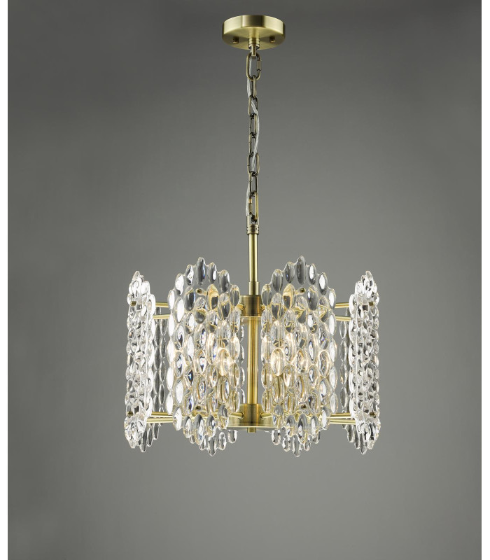 Porthos 8 Light Ceiling Pendant Antique Brass and Glass-6