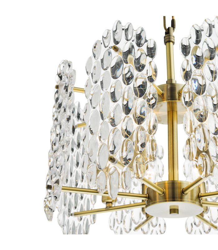 Porthos 8 Light Ceiling Pendant Antique Brass and Glass-7