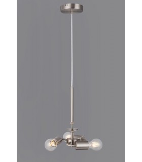 Satin Nickel 3m 3 Light E27 Universal Ceiling Pendant, Suitable For A Vast Selection Of Shades - 2