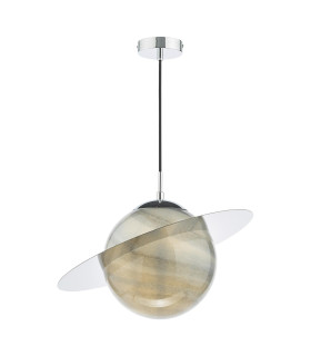 Saturn Ceiling Pendant Planet Style Glass and Polished Chrome-1