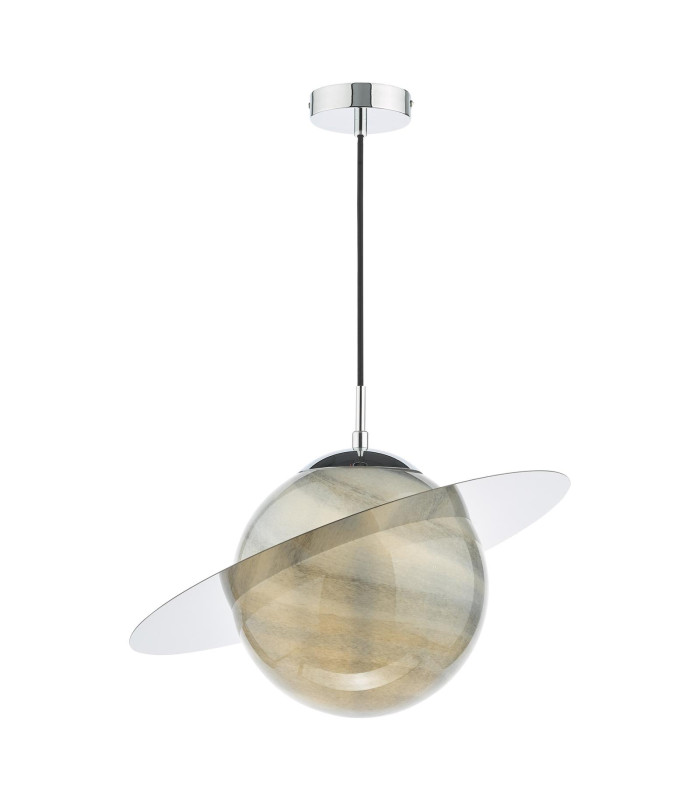 Saturn Ceiling Pendant Planet Style Glass and Polished Chrome-1