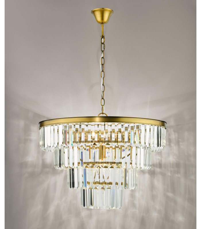 Rhapsody 6 Light Chandelier Crystal and Natural Brass-9