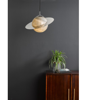 Saturn Ceiling Pendant Planet Style Glass and Polished Chrome-2