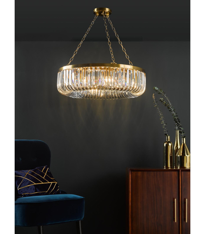 Sigourney 8 Light Ceiling Pendant Satin Gold and Crystal-3