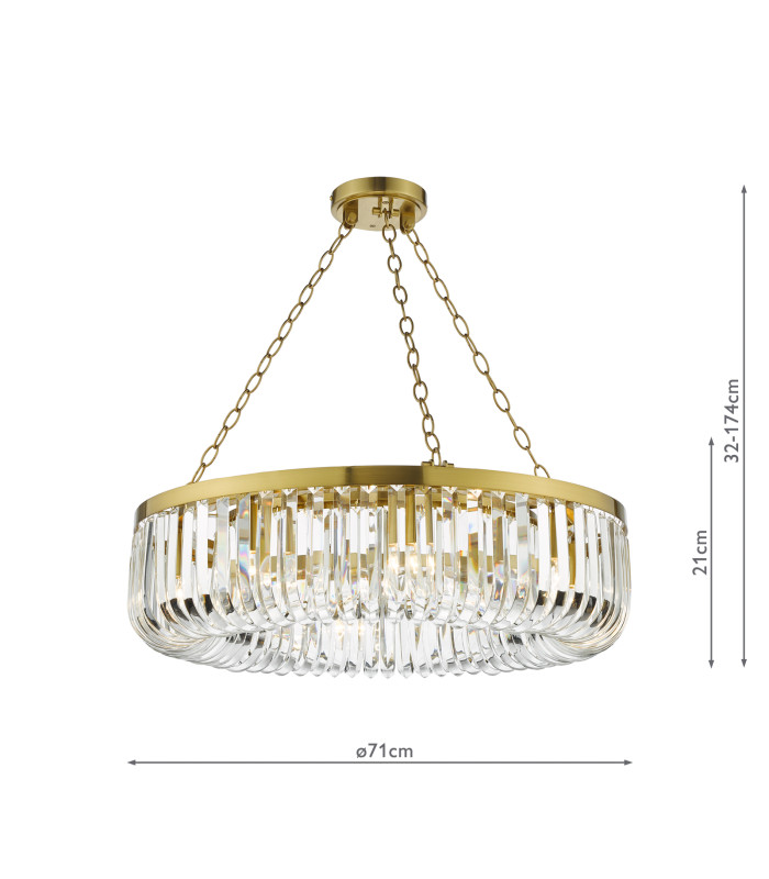 Sigourney 8 Light Ceiling Pendant Satin Gold and Crystal-4