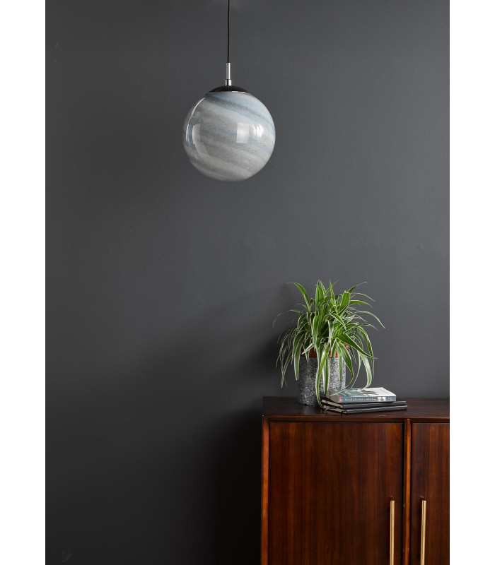 Saturn Ceiling Pendant Planet Style Glass and Polished Chrome-5