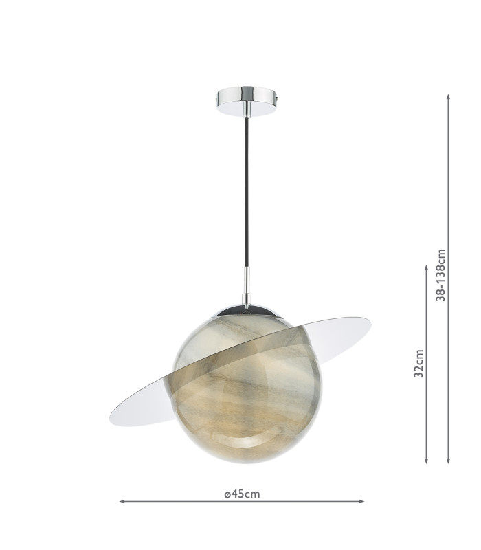 Saturn Ceiling Pendant Planet Style Glass and Polished Chrome-6