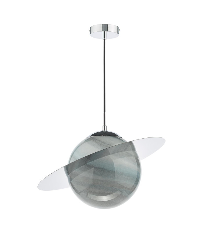 Saturn Ceiling Pendant Planet Style Glass and Polished Chrome-7