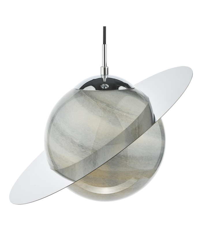 Saturn Ceiling Pendant Planet Style Glass and Polished Chrome-11