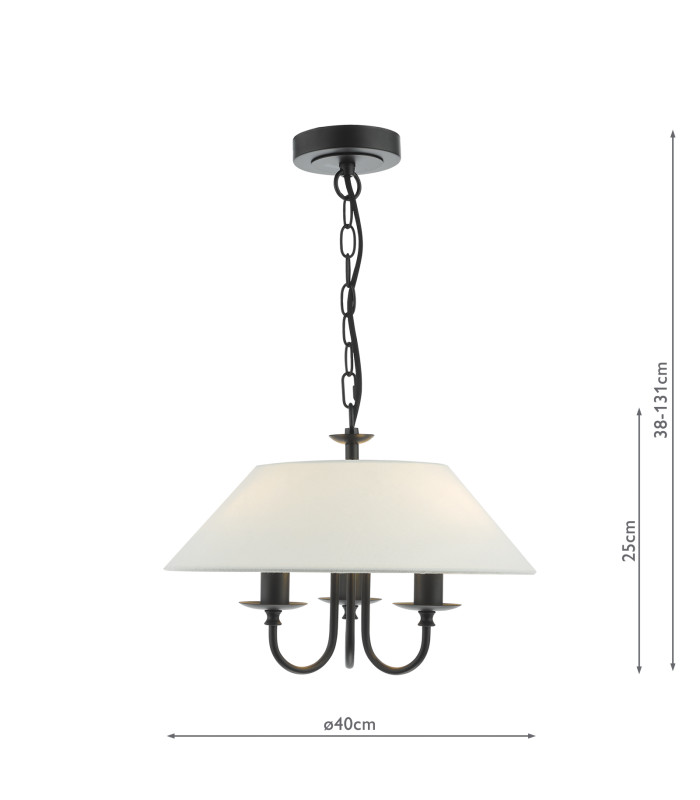 Sivan 3 Light Ceiling Pendant Matt Black With Shade-4
