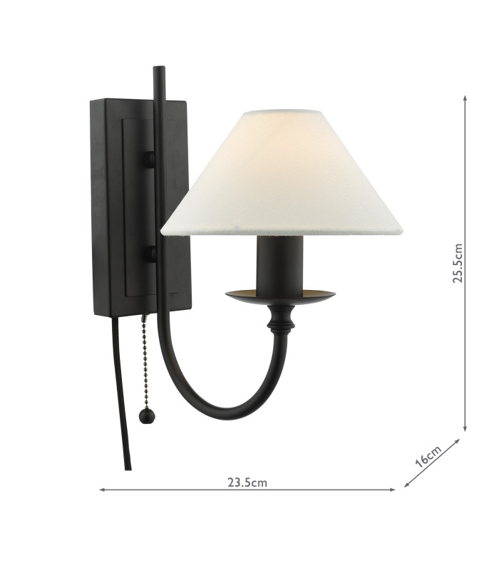 Sivan Plugged Wall Light Matt Black With Shade-4