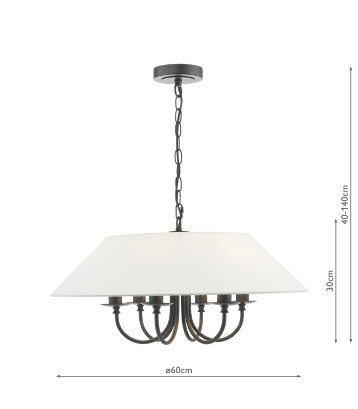 Sivan 6 Light Ceiling Pendant Matt Black With Shade-6