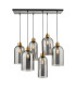 Alma 6 Light Bar Ceiling Pendant Matt Black & Brass with Smoked Glass-1