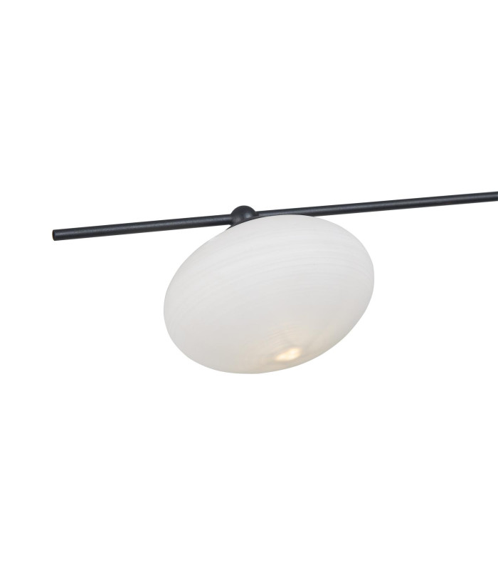 Jasper 3 Light Semi Flush Ceiling Matt Black Opal glass-4