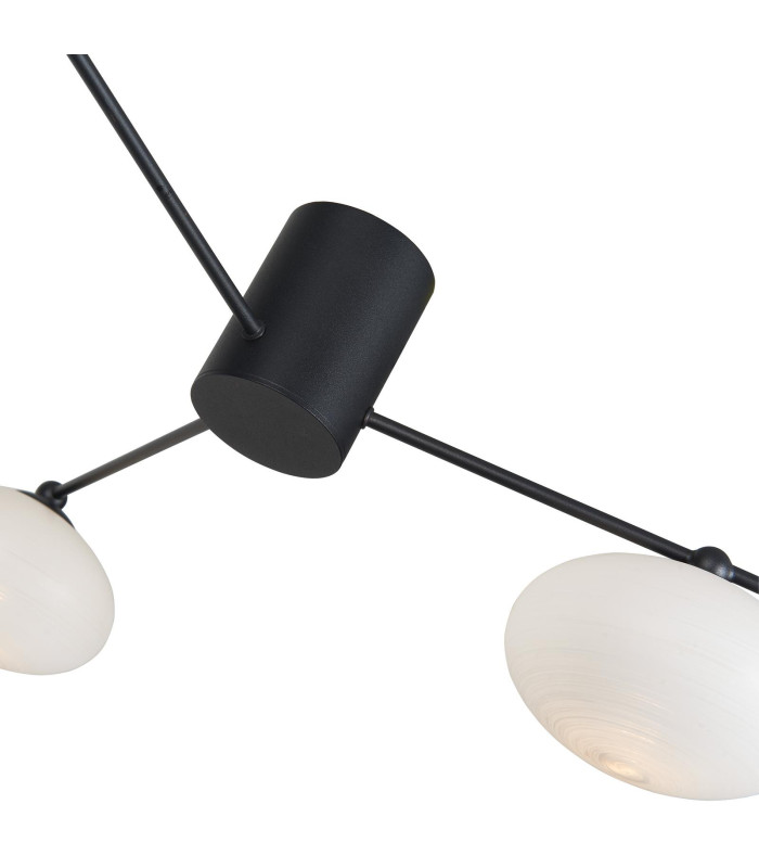 Jasper 3 Light Semi Flush Ceiling Matt Black Opal glass-5