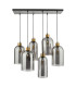 Alma 6 Light Bar Ceiling Pendant Matt Black & Brass with Smoked Glass-4