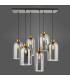 Alma 6 Light Bar Ceiling Pendant Matt Black & Brass with Smoked Glass-6