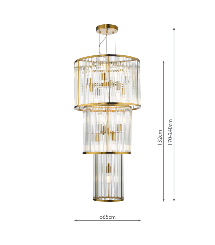 Eleanor 15 Light Chandelier Natural Brass Glass-3