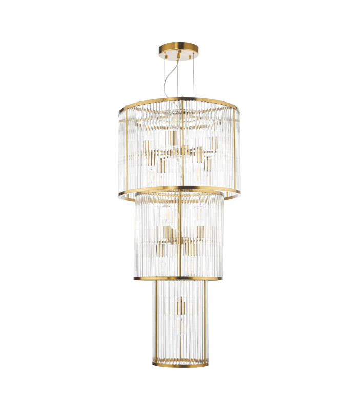 Eleanor 15 Light Chandelier Natural Brass Glass-4