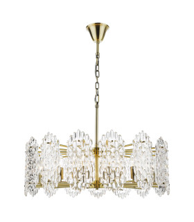 Porthos 15 Light Ceiling Pendant Antique Brass Glass-1