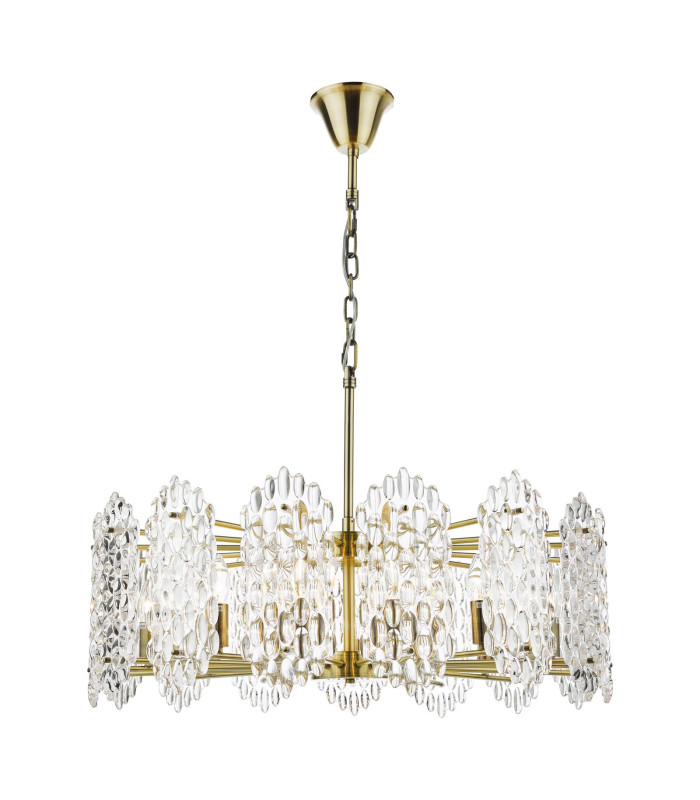Porthos 15 Light Ceiling Pendant Antique Brass Glass-1