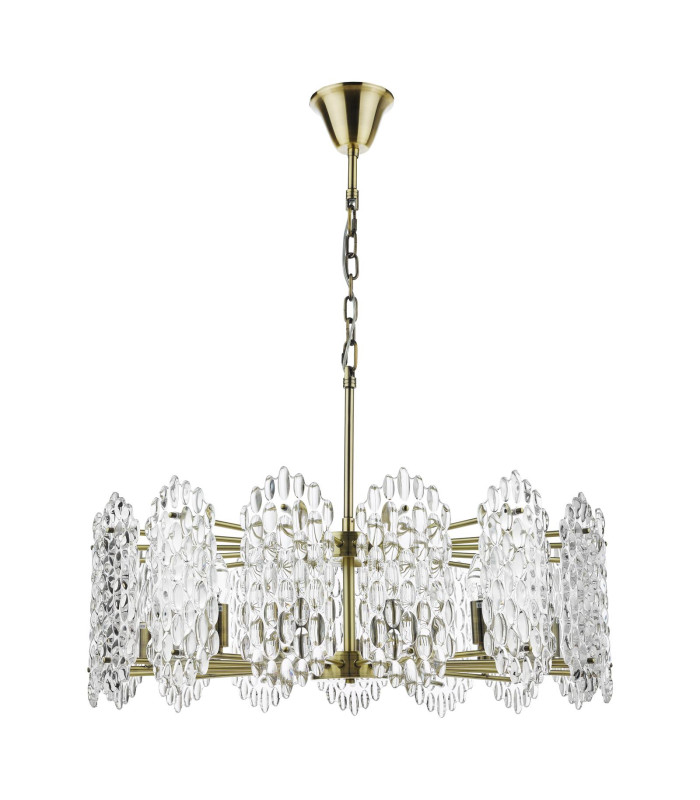 Porthos 15 Light Ceiling Pendant Antique Brass Glass-7