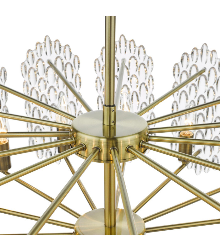 Porthos 15 Light Ceiling Pendant Antique Brass Glass-9