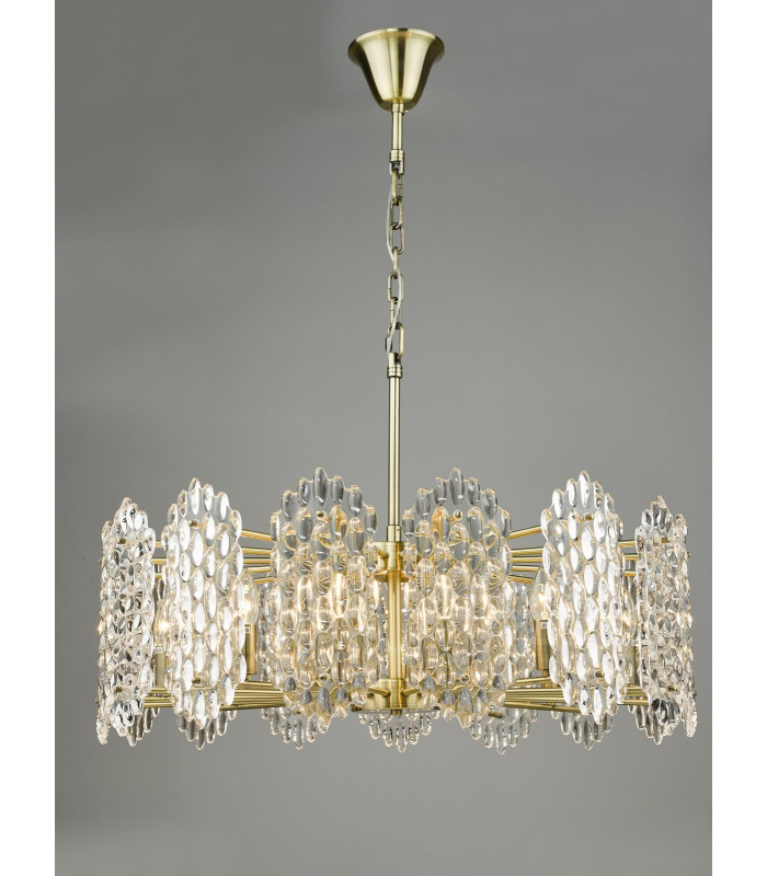 Porthos 15 Light Ceiling Pendant Antique Brass Glass-11