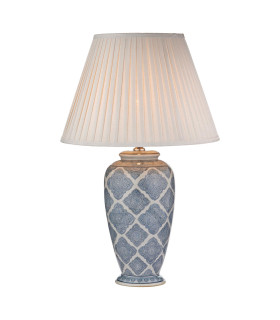 Ely Table Lamp Blue Ceramic With Shade-1
