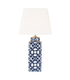 Mystic Table Lamp Blue Ceramic With Shade-1