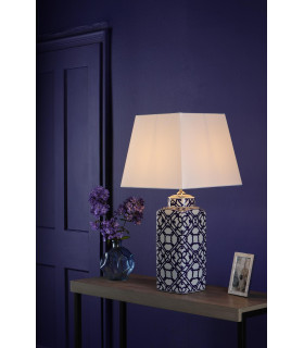 Mystic Table Lamp Blue Ceramic With Shade-2