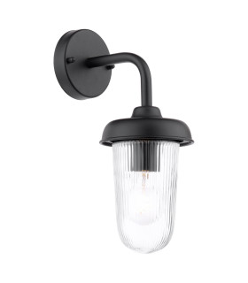 Acotas Outdoor Wall Light Matt Black and Ribbed Glass IP44-1