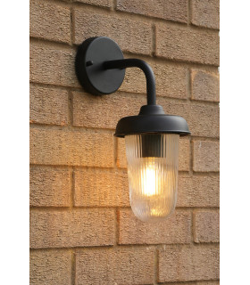 Acotas Outdoor Wall Light Matt Black and Ribbed Glass IP44-2