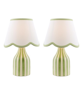 Aimee Twin Pack Table Lamp Green Ceramic With Shade-1