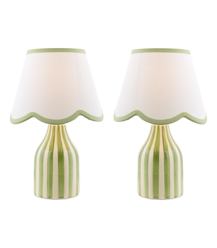 Aimee Twin Pack Table Lamp Green Ceramic With Shade-1