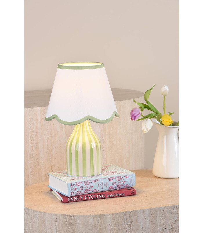 Aimee Twin Pack Table Lamp Green Ceramic With Shade-2