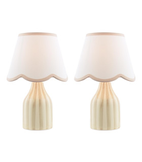 Aimee Twin Pack Table Lamp Taupe Ceramic With Shade-1