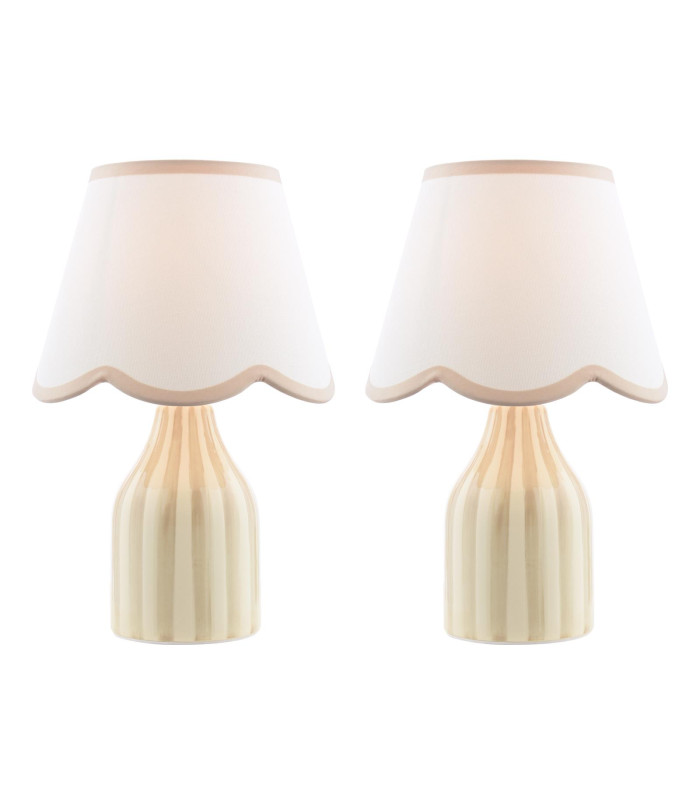 Aimee Twin Pack Table Lamp Taupe Ceramic With Shade-1