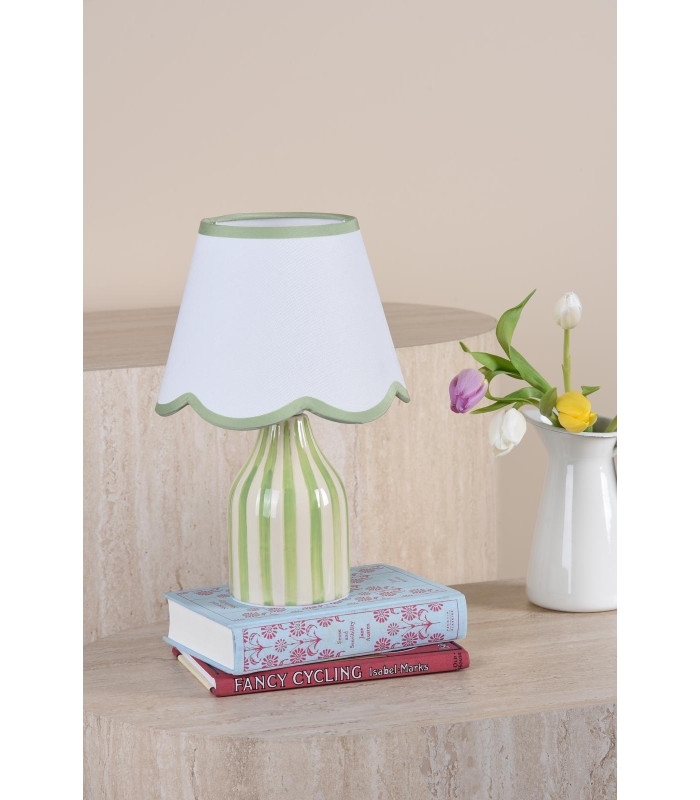 Aimee Twin Pack Table Lamp Green Ceramic With Shade-3