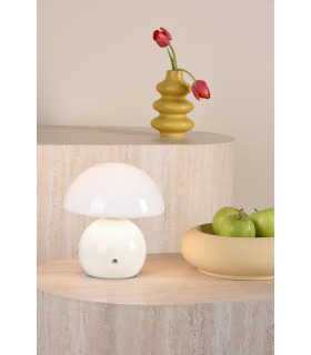 Caesar Rechargeable Table Lamp White and Opal Glass LED-2