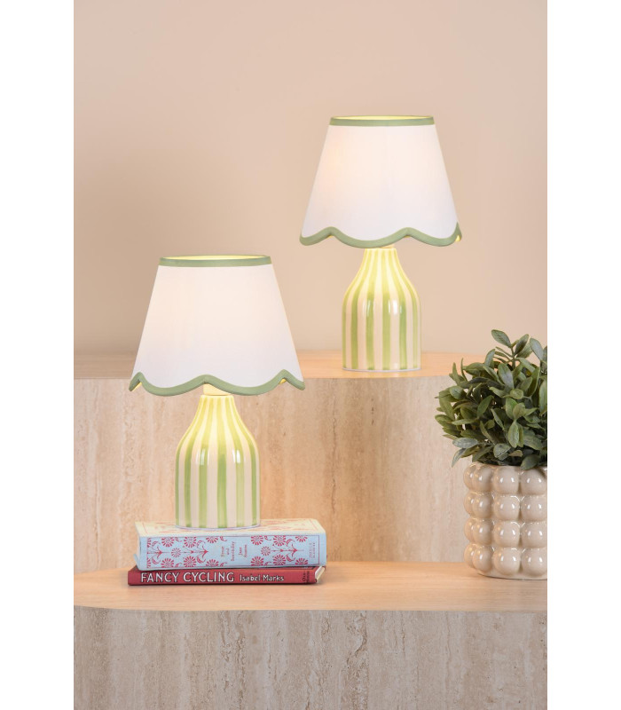 Aimee Twin Pack Table Lamp Green Ceramic With Shade-4