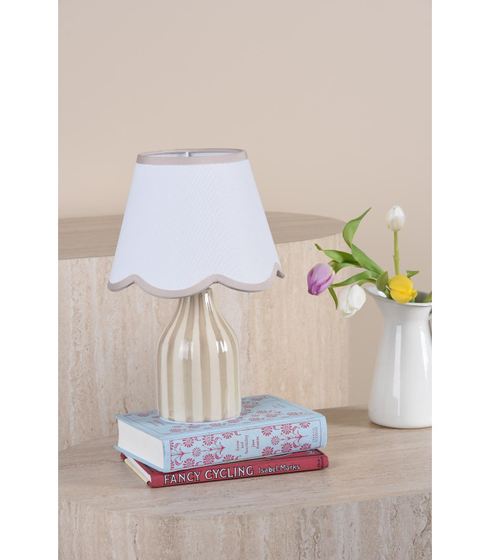 Aimee Twin Pack Table Lamp Taupe Ceramic With Shade-3
