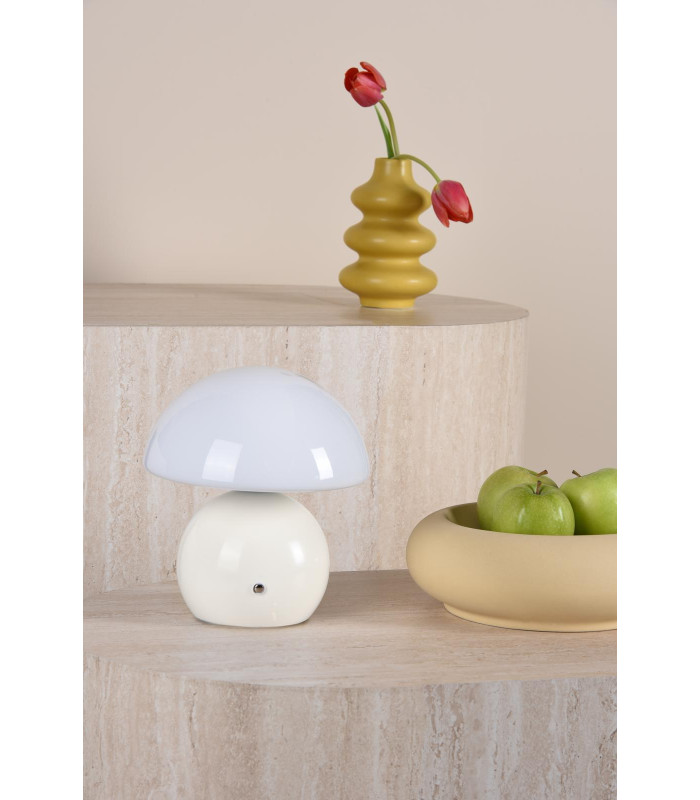 Caesar Rechargeable Table Lamp White and Opal Glass LED-3