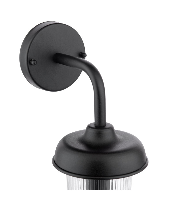 Acotas Outdoor Wall Light Matt Black and Ribbed Glass IP44-6