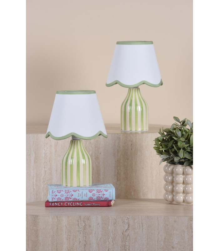 Aimee Twin Pack Table Lamp Green Ceramic With Shade-5