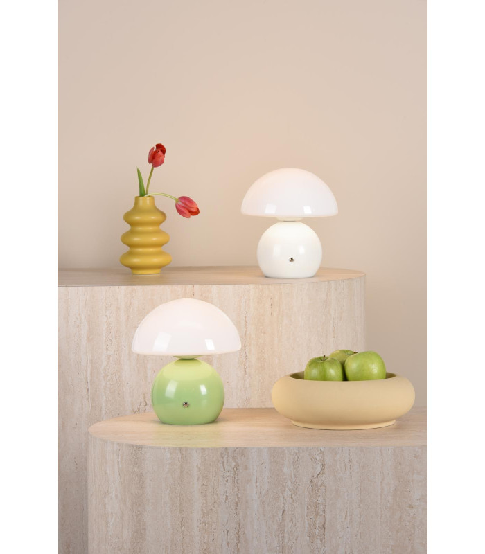 Caesar Rechargeable Table Lamp White and Opal Glass LED-4
