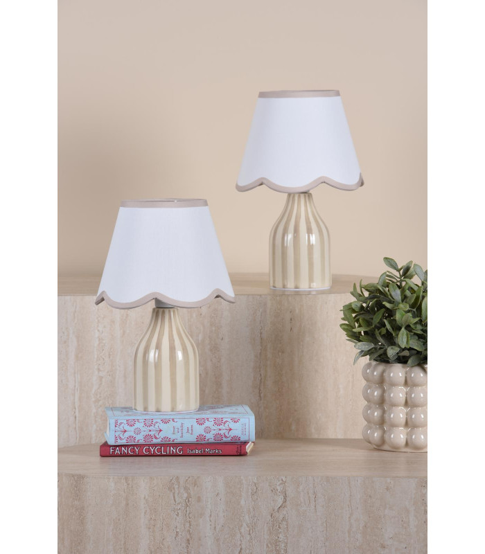 Aimee Twin Pack Table Lamp Taupe Ceramic With Shade-5