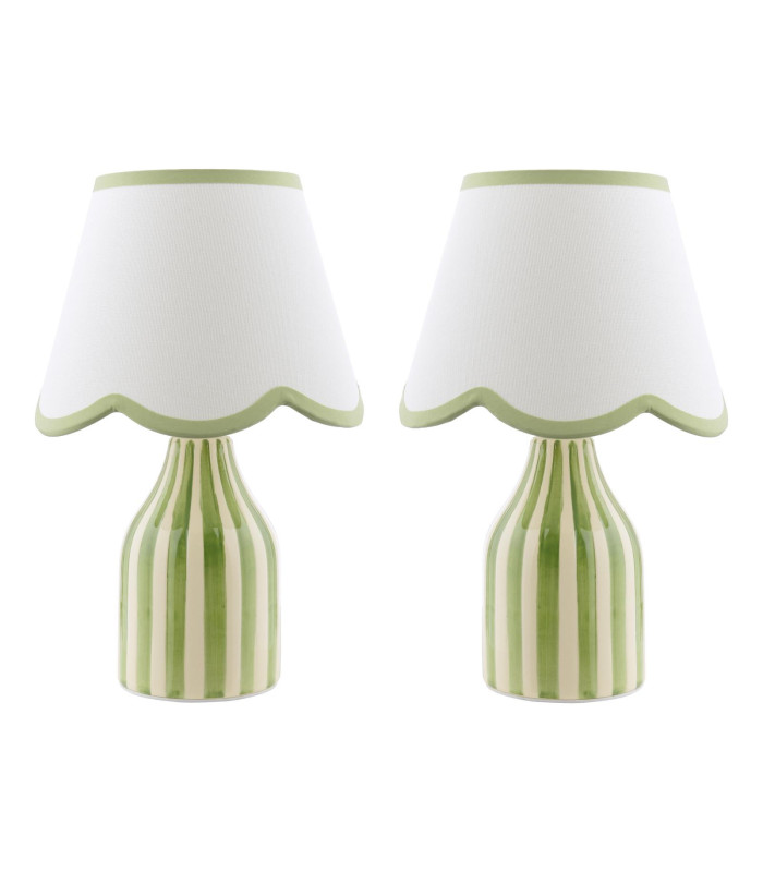 Aimee Twin Pack Table Lamp Green Ceramic With Shade-7